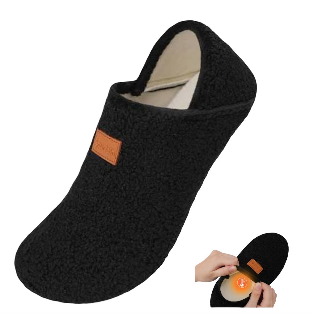 NWOT Women's Black Sherpa Barefoot House Shoes Nin-Slip Slippers. Size 8.5 9.5